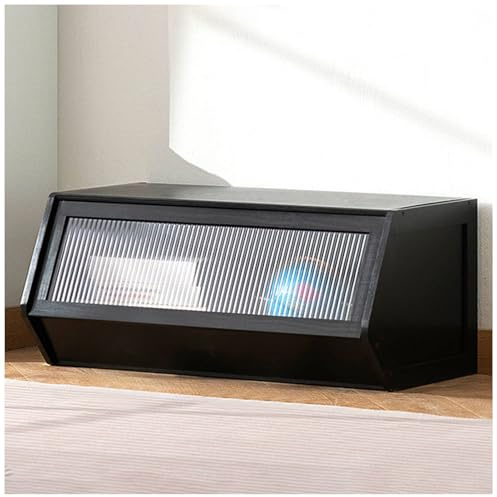 Stackable Bamboo Storage Chests, Hall Entryway Cabinet, Stackable Wooden Toy Box with Flip Doors, Stackable Bamboo Storage Bins for Books, Snacks, Miscellaneous Items,Black,70×31cm/28×12in