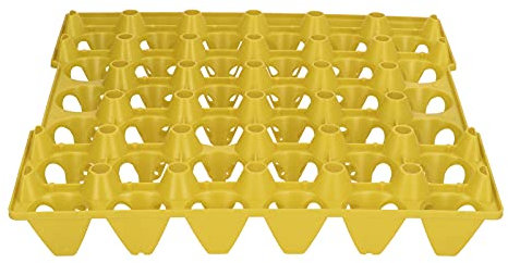 30 Cell Stackable Egg Holder Tray Sturdy Plastic Storage for Transportation Farm Supplies Home. Spacious Egg Storage with Reusable Stackable Design for Chicken (Yellow)
