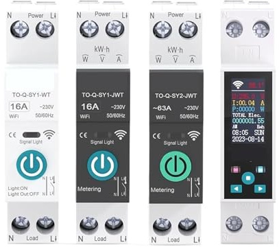 Disjoncteur intelligent WIFI avec mesure 1P 50A 63A Rail DIN for maison connectée, télécommande sans fil via application(SY2 VA protect,20A)