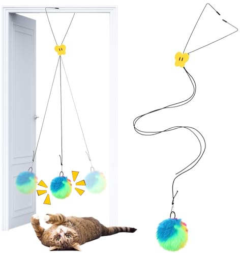 WLLHYF Hanging Door Cat Toys Interactive Cat Toys Self Play Teaser Toy | Self Play, for Indoor, Soft Plush, Independent Play, for All Breeds, Bored Cats, Kitten Chasing, and Playing Exercise