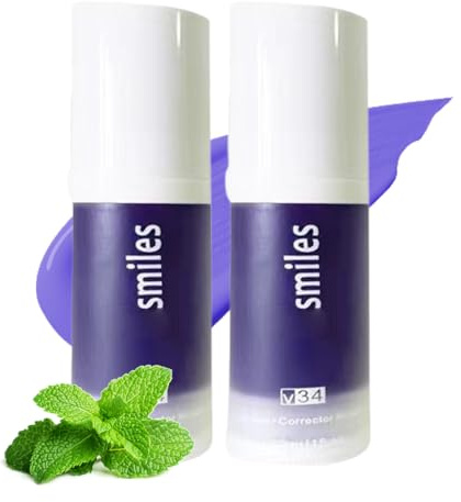 CUZKC 2Pcs Dentifricio Viola,Purple Teeth Whitening Toothpaste Dentifricio Sbiancante,Correttore Colore Denti