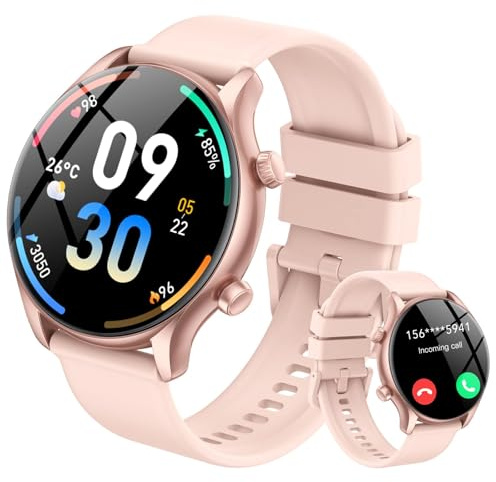 Smartwatch Damen Rund mit Telefonfunktion/AI Assistentin,1.39Uhr,120+ Sportmodi Watches for Women, Fitnessuhr Herren mit SpO2 Pulsuhr Schlafmonitor,IP68 Wasserdicht,für iOS Android, Lotuswurzelstärke