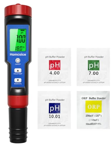 Homcoice pH Chlore Mètre Piscine 7-en-1, Testeur PH Chlore Salinité ORP TDS EC Température, Tester Qualité Eau de haute précision avec fonction ATC pour piscines, eau potable, aquarium, hydroponie