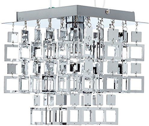 Reality Leuchten Deckenleuchte Deckenlampe, Acrylbehang in chrom, excl 1 x E27 maximum 60 W, 24 x 24 x 26 cm, (LxBxH) R61441106