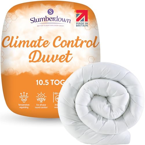 Slumberdown Climate Control King Size Duvet 10.5 Tog - UK Made, Non-Allergenic, Climate-Adaptive Comfort, Ideal for All Seasons & Machine Washable - Temperature Regulating King Quilt (225 x 220cm)