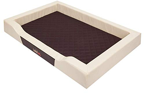 Hundebett Delux, Beige, Größe XL 93x62cm, Kunstleder + aushaltbares Codurastoff