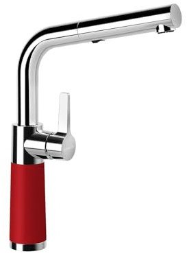 SCHOCK Küchenarmatur SC-540 Rouge – Hochdruck Armatur CRISTALITE mit ausziehbarer Schlauch-Brause und Standard Norm-Anschlüssen