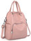 UTO Damen Rucksack Geldbörse PU Washed Leder Cabrio Damen Rucksack Crossbody Umhängetasche Pink