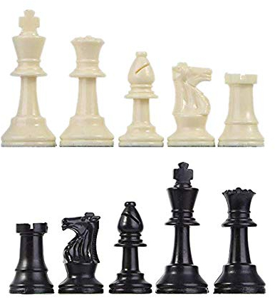 Kunststoff Schachfiguren, Internationales Standard Schachspiel für Kinder, Teenager und Erwachsene - Schwarz und Weiß (Groß-77mm)