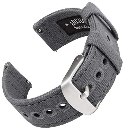 Archer Watch Straps - Canvas Uhrenarmbänder mit Schnellverschluss (Schiefergrau, 22mm)