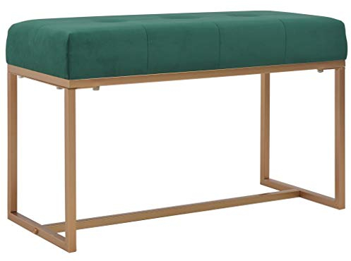 Festnight Sitzbank 80cm Deko Samt-Bank | Polsterbank Flurbank Fu?Bank | für Esszimmer Schlafzimmer Küche, Wohnzimmer, Grün 80 x 36 x 51 cm
