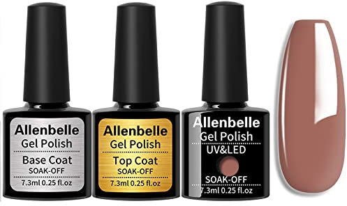Allenbelle UV Nagellack Set Base Top Coat und Farbe,Gel Nagellack Geschenkset,Shellac Set Uv Gel Nail Art,Soak Off UV LED Gel Nagellack