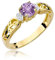Lumari Gold - Verlobungsring Damen Ring Gold 585 Echtgold 14k Gold mit natürlichem Diamanten Damen Solitär Versprechen Ring Amethyst Edelstein - Ringe Frauen - Gelbgold