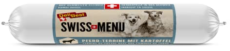 DeliBest Swiss MENU Pferd-Terrine mit Kartoffeln I Nassfutter für Hunde aus 100% frischem Pferdefleisch I getreidefrei & ohne Zusätze I glutenfreies hochwertiges Hundefutter I 200 g Wurst