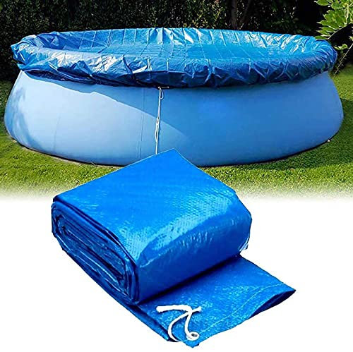 Hmpet Bache Piscine Ronde,183 244 305 366 457 Bache Piscine Gonflé,Anti-UV Bâche De Protection en PE,Bleu,244cm