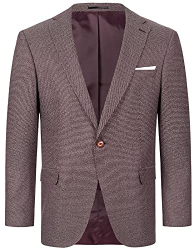 Indumentum Herren Sakko Blazer Sportlich Jacke Jackett Slim Fit Herrensakko Übergangsjacke Herrenblazer Anzugjacke IJS-100 Weinrot 3XL