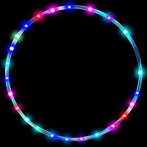 Led Hulas Hoop Reifen für Erwachsene 10 Farben Strobing Ändern Fitness Tanzen Übung Gewichtsreduktion Glühen Aufhellen Multiple Light 90 cm Reifen(2AA Batterien sind erforderlich)