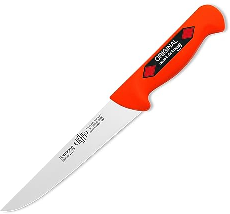 EIKASO Solingen Germany Stechmesser Rot 16cm Klinge aus Molybdänstahl 1.4116 - Fleischermesser mit scharfer Klinge für vielseitiges Arbeiten - Profi Metzgermesser für Hobby und Profi Metzger