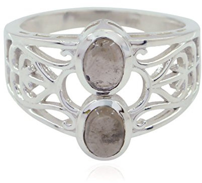 Genuine Gemstones Oval Cabochon Smoky Quartz Ring - Solid Silver Brown Smoky Quartz Real Gemstones