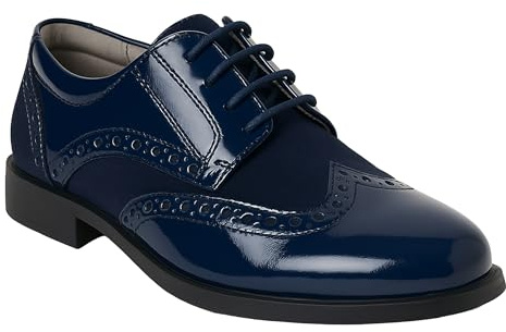 Scarpe Eleganti da Ragazzo in Pelle Scamosciata Verniciata Calzature da Sposa Formali Brogue Stringate