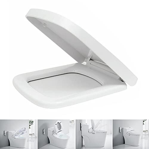 Soft Close Square Toilet Seat with Quick Release for Easy Clean, Standard Size Toilet Seat, Durable Loo Seat, Simple Top Fixing, Adjustable Hinges, Anti-Bacterial