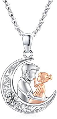 MEDWISE Vater Tochter Kette 925 Sterling Silber Tochter Kette von Papa Mond Kette Keltischer Knoten Halskette Tochter Anhänger Schmuck für Damen Frauen Mädchen Tochter Vater Geschenk