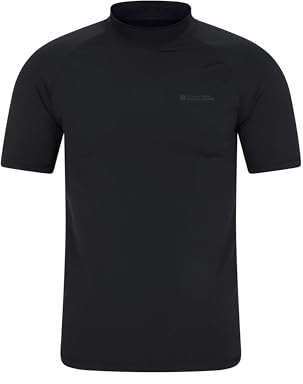 Mountain Warehouse Mens UV Rash Vest - Lightweight, Quick Drying & Stretchy T-Shirt with UPF 50+ & Flat Seams - for Spring Summer, Beach, Swimming & Water Sports Jet Black L