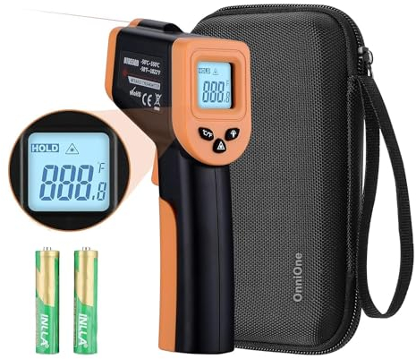 OnniOne Infrared Thermometer for Cooking, Laser Thermometer Gun for Blackstone Pizza Oven, -58℉~932℉ Non Contact Temperature Gun with Carrying Storage Case, LCD Backlit (NOT for Human)