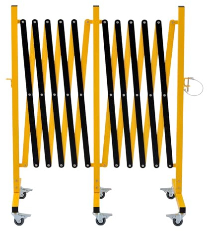 GYMTIME Industrial Expandable Metal Barricade, 16 Feet, Easily Assembled Safety Barrier with Casters, Flexible Mobile Retractable Gate, Adjustable Traffic Fence