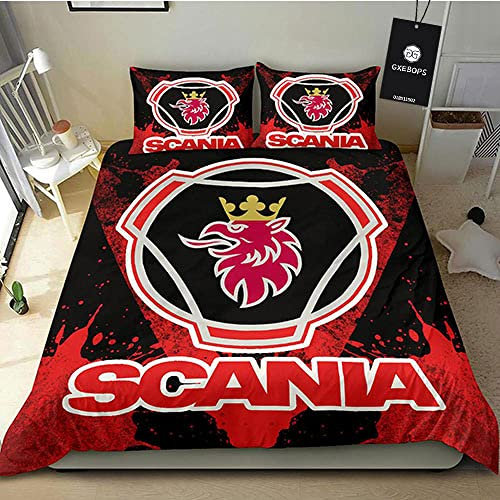 SPONYBORTY Dreiteiliges weiches und atmungsaktives Bettlaken-Bettbezug-Set SCA-Nia 3D-gedruckte Mikrofaserbettwäsche + 2 Kissenbezüge Kurze Hose/F / 200x200cm