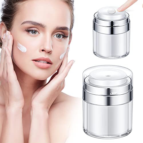 Voulliy Travel Pump Bottles for Toiletries,15/30/50ml Skin Care Products Jar, Cosmetic Jar Airless Pump Jar Empty Refillable Travel Cream Bottle Portable Cosmetic Container (2 x 50ml)