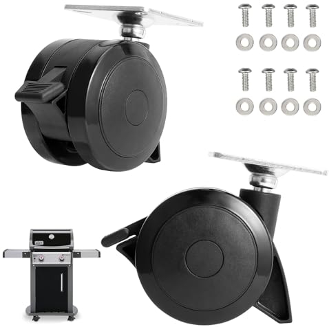 WELL GRILL Feststellbare Lenkrolle Gasgrill für Weber Spirit 200/300 Series Grills (2013-Newer), 69828 Aktualisierung Fixierbar Rollen Schwerlastrollen Zubehör, 7.6cm Dia, 2-Packer