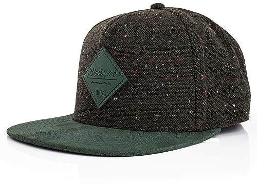 Blackskies® Port Moody Snapback Cap | Unisex Premium Baseball Cappy Flach Kappe Basecap Synthetischer Wildlederschirm Schirm Mütze - Grün Melliert