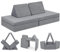 Linodino® Spielsofa | Kindersofa aus Schaumstoff Bausteine - Spielsofa für Kinder & Kuschelecke im Kinderzimmer [OHNE Harte Teile] 10 Farben zur Wahl | Delfin Grau