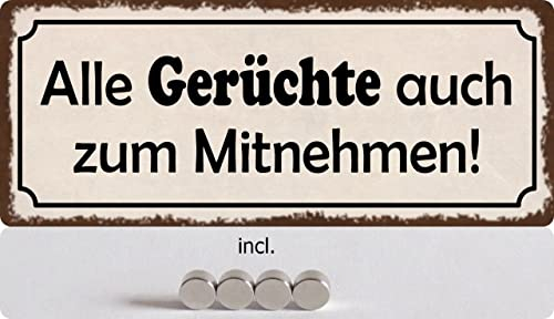 Metall Schild 27x10cm mit 4 Magneten Alle Gerüchte auch zum Mitnehmen Sprüche Blechschild