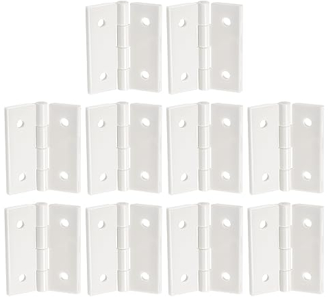 Sourcing Map 10pcs Acrylic Hinges, 1.8 x 1.5 Inch, White, Piano Hinges with Mounting Hole for Case Box Handicrafts