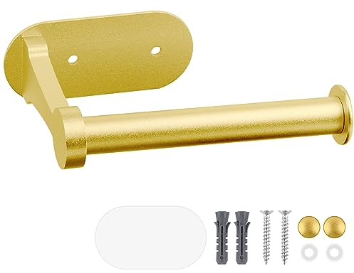 Support Papier Toilette Mural, Support Toilette sans Perçage, Porte Papier Toilette Auto-adhésif, Space Aluminium, 2 Types d'installation, pour Salle de Bain et Cuisine, Or