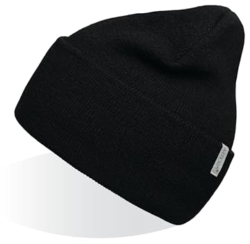 Artexia Mütze Herren und Mütze Damen Ökologisch aus Polywolle Beanie Mütze Unisex Wintermütze Strickmütze (Schwartz)