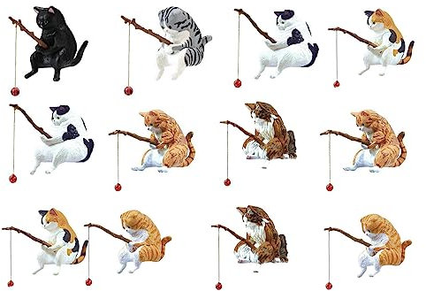 Jardin Chat | Statue Chat pêcheur Bassin Jardin | Statues Sculptures Jardin Chat en résine | Décor Jardin Statues extérieures pour Aquariu réservoir Poissons