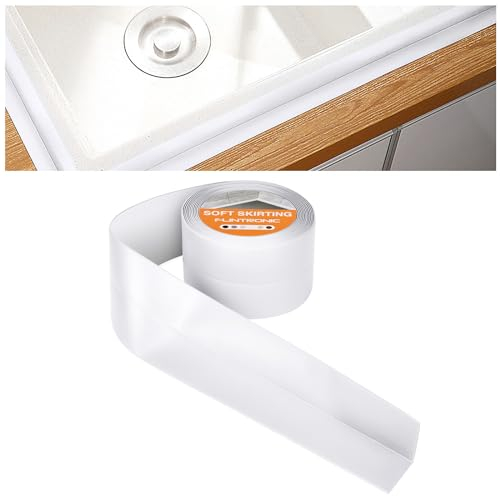 flintronic Weichsockelleiste, Weichsockelleiste Selbstklebend für Küche und Badezimmer, Selbstklebende Abschlussleiste aus PVC, flexible Knickleiste - Fugendichtungsband
