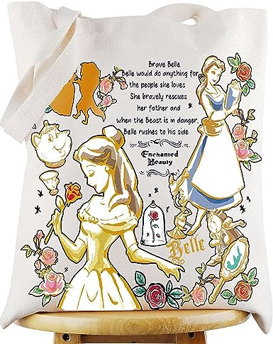 WZMPA Princess Belle Tragetasche Mrs. Potts & Chip & Cogsworth Fans Geschenk Brave Belle Umhängetasche Princess Belle Merchandise, Brave Belle-Tragetasche, Large