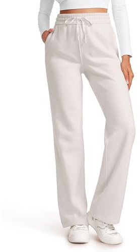 CRZ YOGA Felpa Foderata in Pile di Cotone Femminile Pantaloni Casual Latte Bianco 44