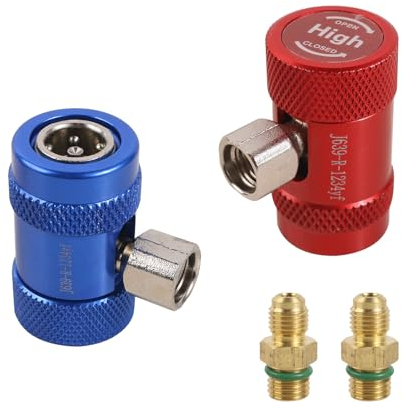 2 Stücke Schnellkupplungen Stecker Hoch- / Niederdruck Adapter Schnellkupplungsadapter Für R1234YF Klimaanlage Kühlsysteme Fluorid