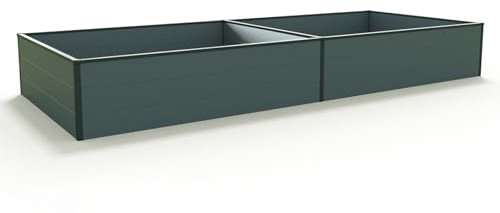 GFP HALFSIZE Aluminium Hochbeet - Platzsparendes & Stabiles Gartenbeet in Anthrazit - 297 x 119 x 39 cm - Ideales halbhohes Modell für Familien-Gartenspaß