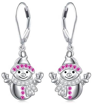 Schneemann Weihnachts Ohrringe für Damen Sterling Silber Niedliche Weihnachts Schneemann Tropfen Ohrringe - Winter Feiertags Weihnachts Ohrringe Niedlicher Weihnachten Schmuck Geschenke