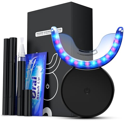 Riatanxi Kit Sbiancante Denti Professionale - Rimuovi Rapidamente le Macchie Teeth e Sbiancamento Immediato - con Lampada Whitening LED 32X e (3) 3ml Gel Denti Bianchi