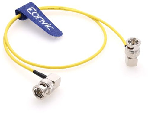 Eonvic Cable coaxial de video multicolor 12G HD-SDI BNC a BNC macho 75ohm para cámara de video RF cable flexible y delgado para monitor de video (amarillo RA a RA, 60 cm)