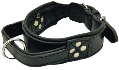 Halt ´i Hundehalsband Festhalteriemen Halsband zum festhalten Schwarz Breit M L XL Schwarz mit Griff breites Lederhalsband (M)