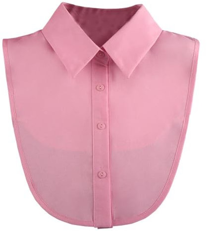 LoudSung Falso collare staccabile mezza camicia camicetta colletto finto elegante colore puro design semplice per donne ragazze, A punta rosa, 52