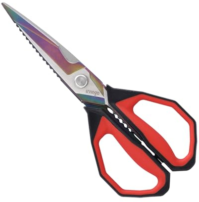 LIVINGO Kitchen Shears Heavy Duty - Dishwasher Safe, Sharp Forged Stainless Steel Blades, Soft Rubber Grip, Large Cooking Tools for Vegs Poultry, Fish Scales, Meat Chicken Bone, Nutcracker, 9 Inches